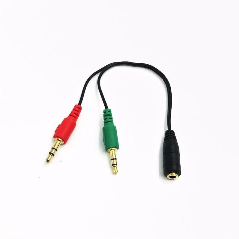 CÁP GỘP AUDIO VÀ MICRO 2 JACK 3.5MM CHÂN CẮM SANG 1 JACK 3.5MM DẠNG LỖ -dc1307