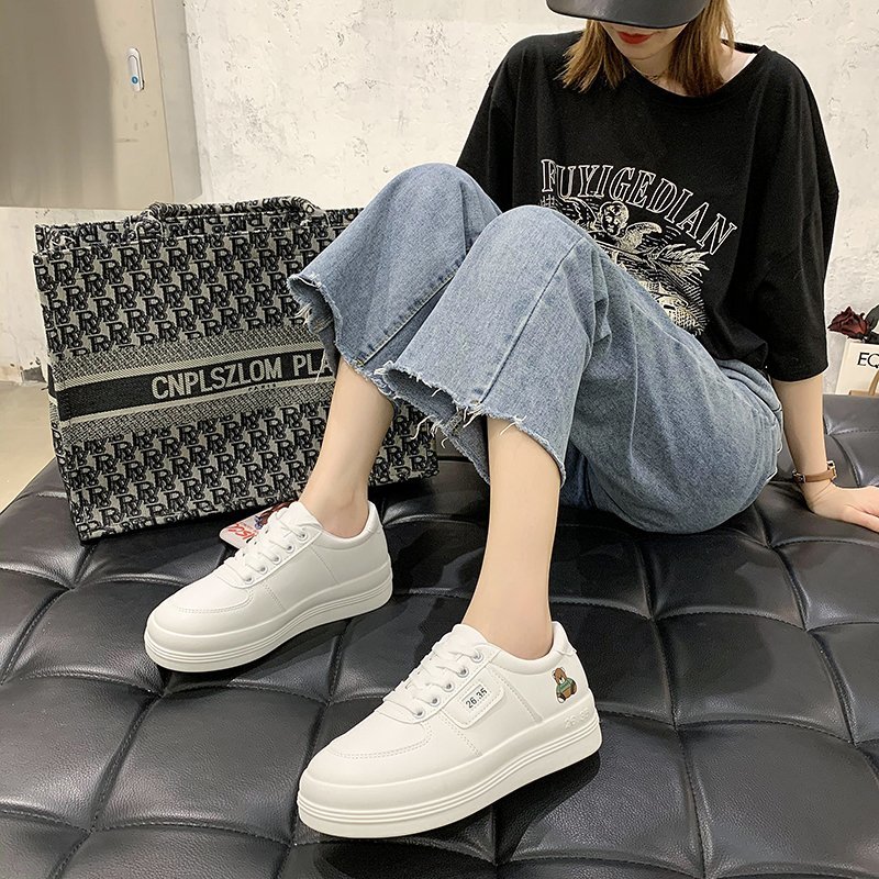Giày thể thao trắng thiết kế phong cách harajuku nhật bản thời trang cho nữ