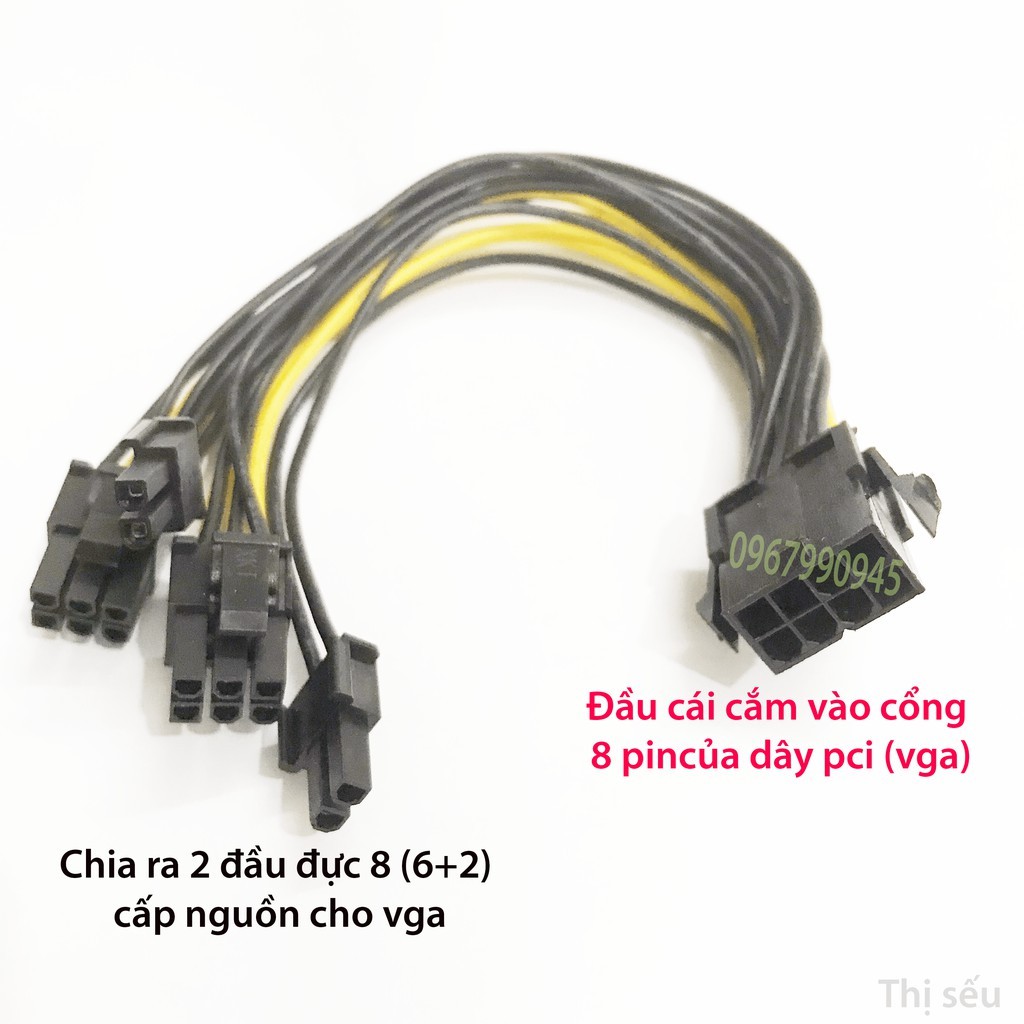 Cáp chia nguồn Card VGA 8 Pin ra 2 x 8 Pin (6+2)