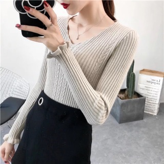 Áo len cổ tim hàng quảng châu
