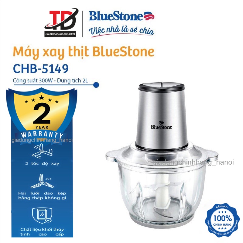 [Mã ELHAMS5 giảm 6% đơn 300K] Máy xay thịt Bluestone CHB-5149 công suất 300W, lưỡi dao kép , Bảo Hành Chính Hãng 2 Năm