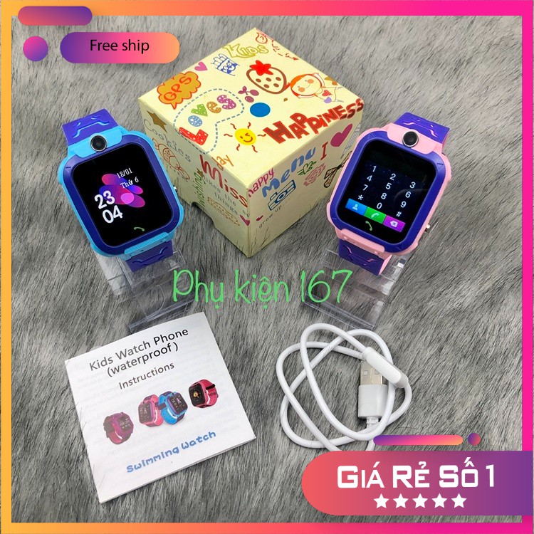 [Smart Watch Q12] Đồng hồ thông minh Q12 - Định vị trẻ em - Lắp sim nghe gọi - Tiếng việt - Chống nước - Cảm ứng mượt