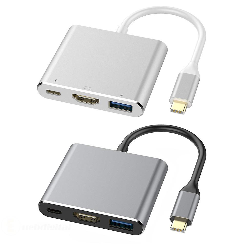 3 in 1 USB 3.1 Type-C HUB Converter Metal USB3.0 USB C PD 4K HDMI-compatible Adapter