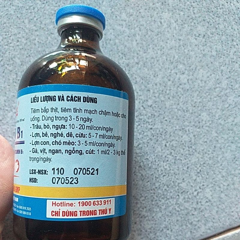 Vitamin B1 thú y thú cưng 100ml lợn gà vịt chó mèo chim gà đá trâu bò for pet