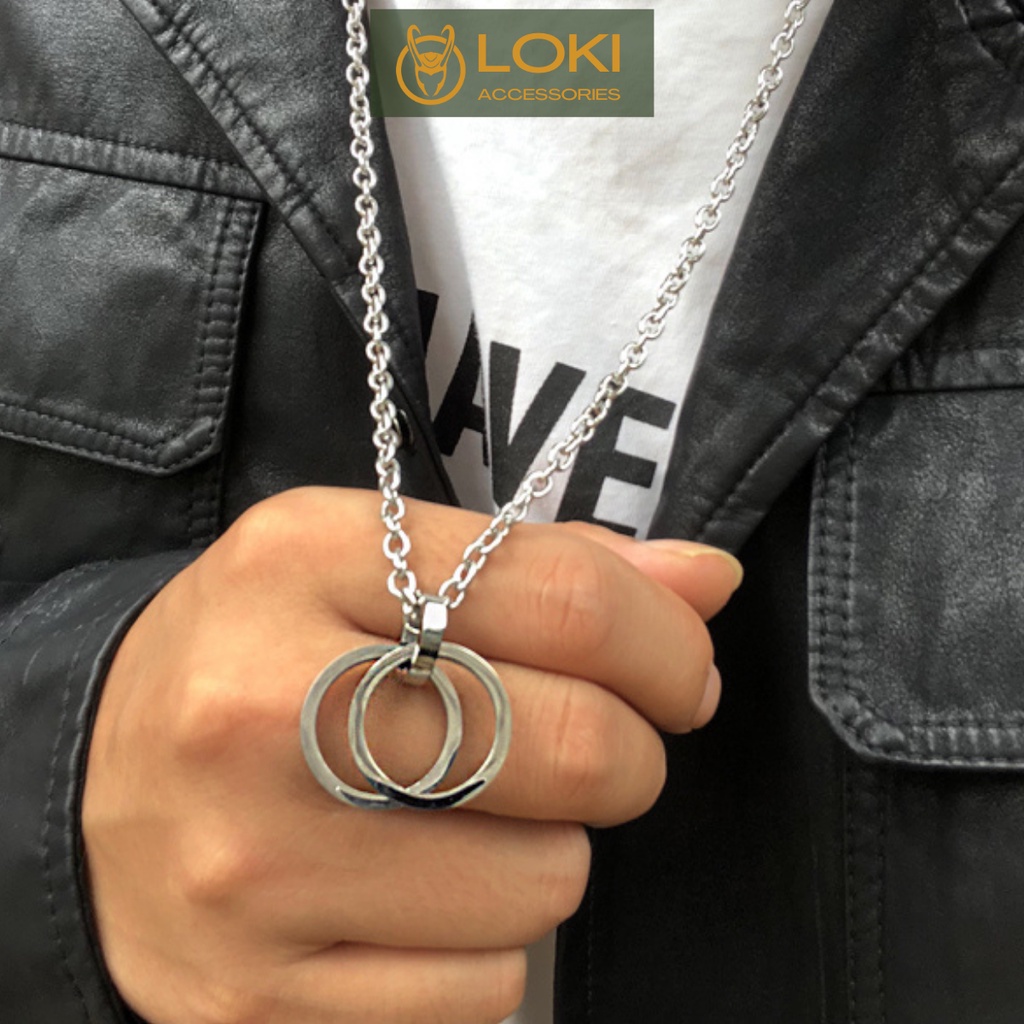 Dây Chuyền Nam 2T Màu Bạc Đẹp Loki Accessories Cao Cấp Cá TÍnh - Vòng Cổ Nhẫn Chất Liệu Titan Cao Cấp Không Gỉ