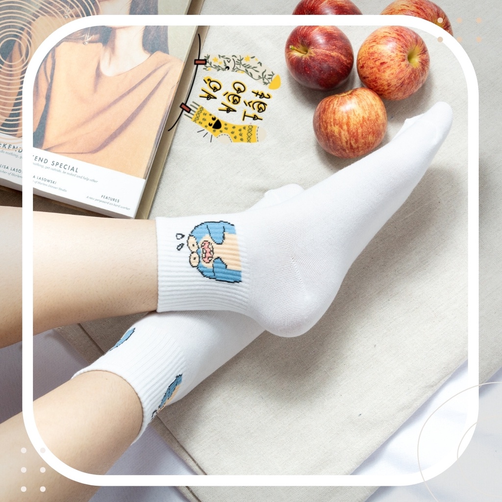 TẤT VỚ TRẮNG CỔ CAO UNISEX HÌNH THÚ HOẠT HÌNH NGỘ NGHĨNH