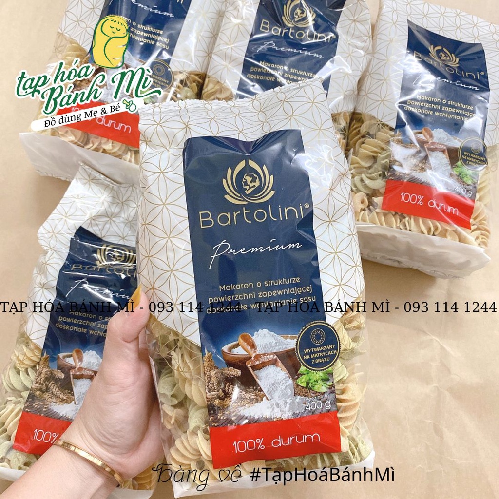 Mì nui xoắn rau củ 3 màu Bartolini 400g cho bé ăn dặm