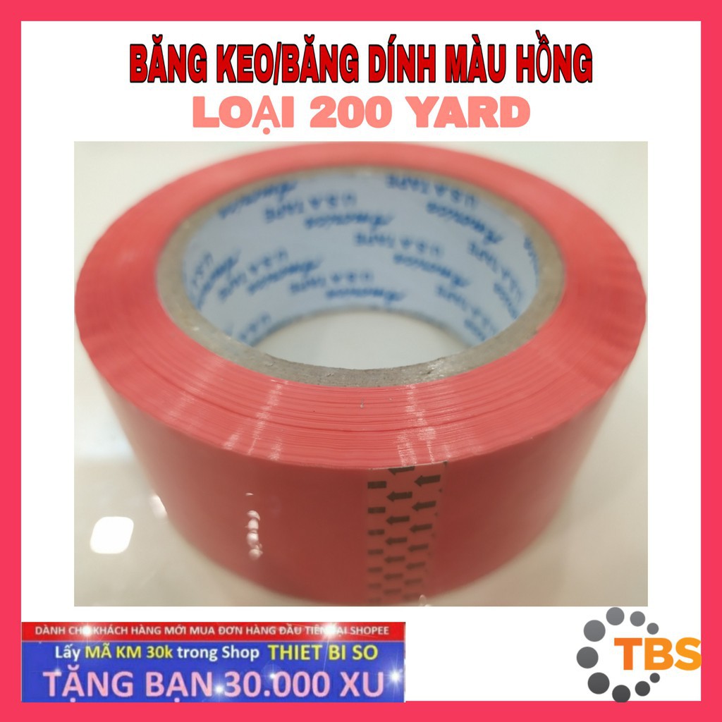 [200Y] BĂNG KEO HỒNG, BĂNG DÍNH HỒNG, LOẠI 200 YARD