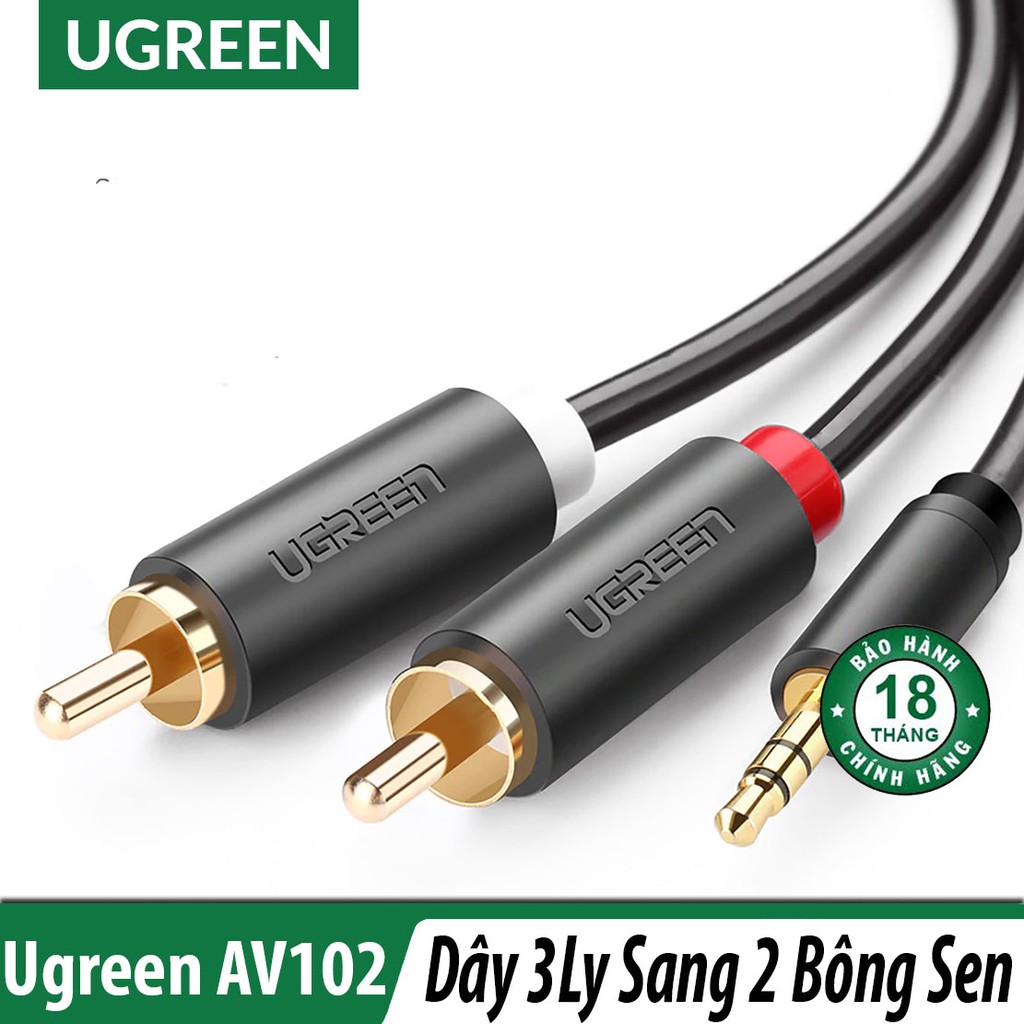 [Mã ELHACE giảm 4% đơn 300K] Cáp Chuyển Đổi Audio 3.5mm Ra 2 đầu RCA Hoa Sen Chính Hãng UGreen