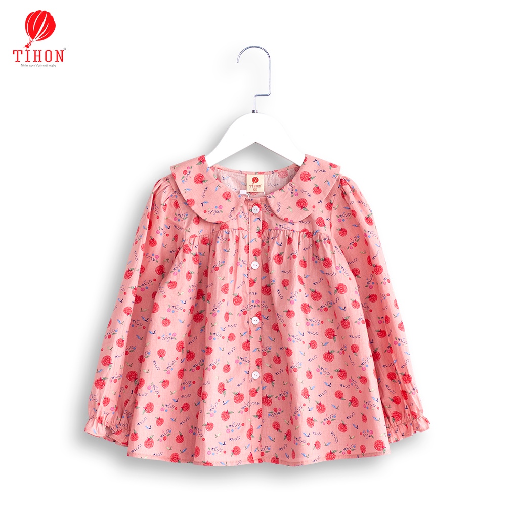 Bộ pijama cho bé gái TIHON dài tay 3 màu cực xinh chất liệu mềm mại ấm áp size từ 3 đến 12 tuổi SET0750226