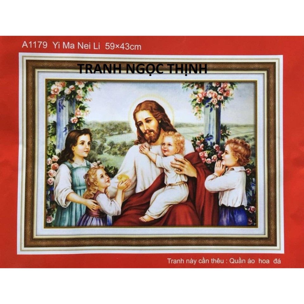 DLH-YA1179-FreeShip từ 250K-Tranh thêu gia đình chúa-59x43