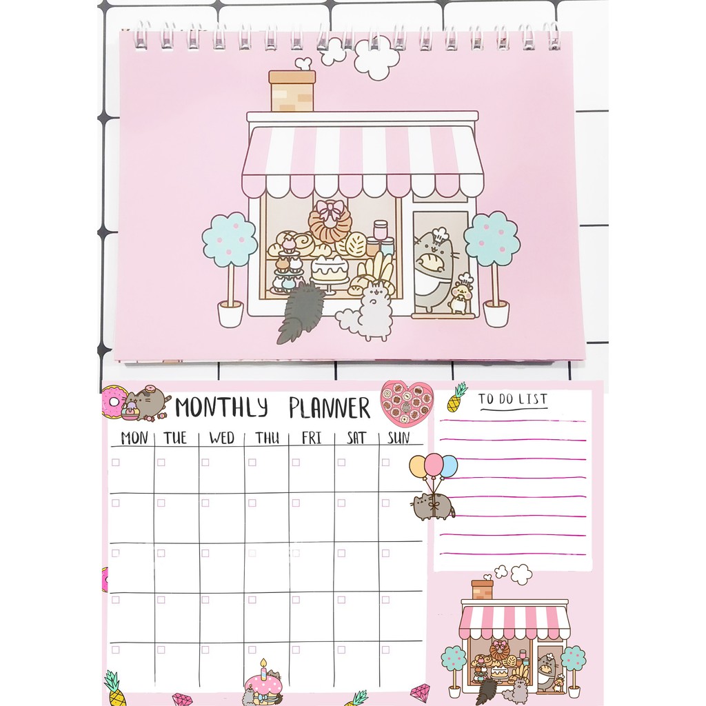 Sổ kế hoạch tháng pusheen MPI7 Monthly Planner 12 trang