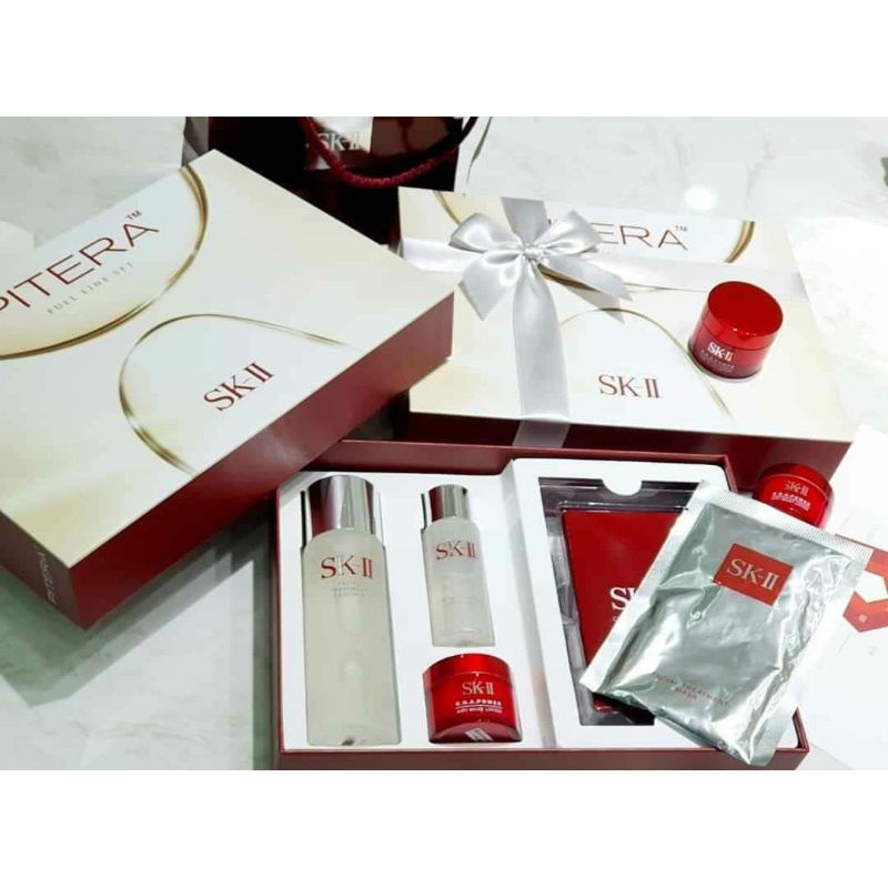 set dưỡng trắng da chống lão hoá Sk-II pitera full line set 5 món hộp quà