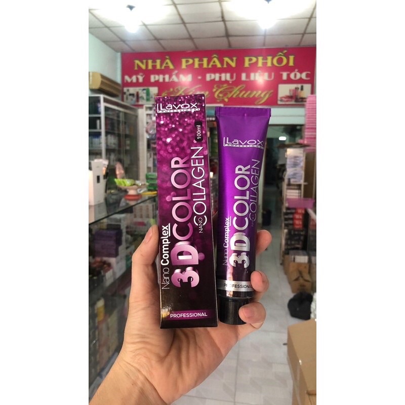 Thuốc nhuộm tóc Collagen Nano 3D Lavox 100m, Oxy trợ nhuộm (Có Video bảng màu cho khách chọn)