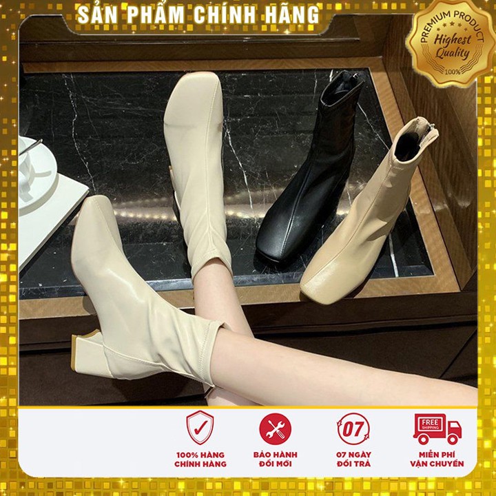 Bốt nữ (Boot), giày bốt nữ, Cực ôm chân, chất liệu da Pu mịn, lót nỉ êm, khóa kéo sau