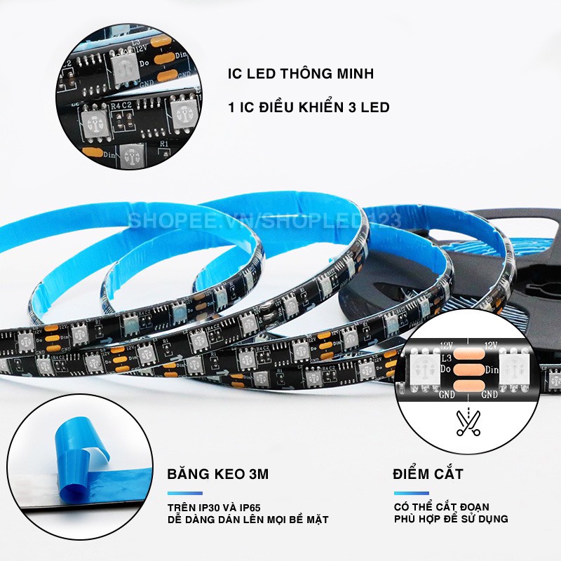 Dây Đèn led WS2811 ARGB DC12V dài 5M 60Led/1m