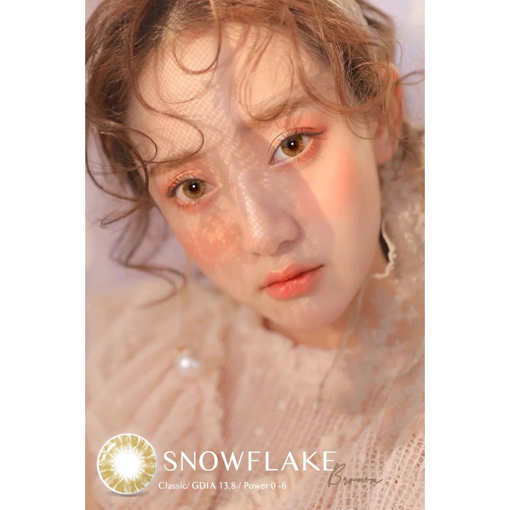 Kính Áp Tròng/ Lens mắt nâu /xám tây áp tròng CLASSIC 6-12H Snowflake Xám & Nâu ĐỘ:0-6