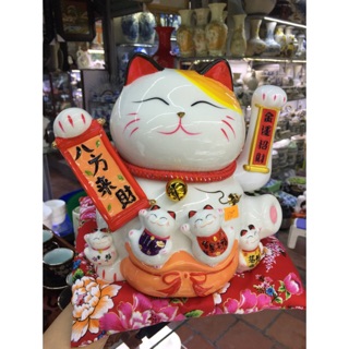 Mèo thần tài cao 25 cm vẫy tay Ngũ phúc lâm môn