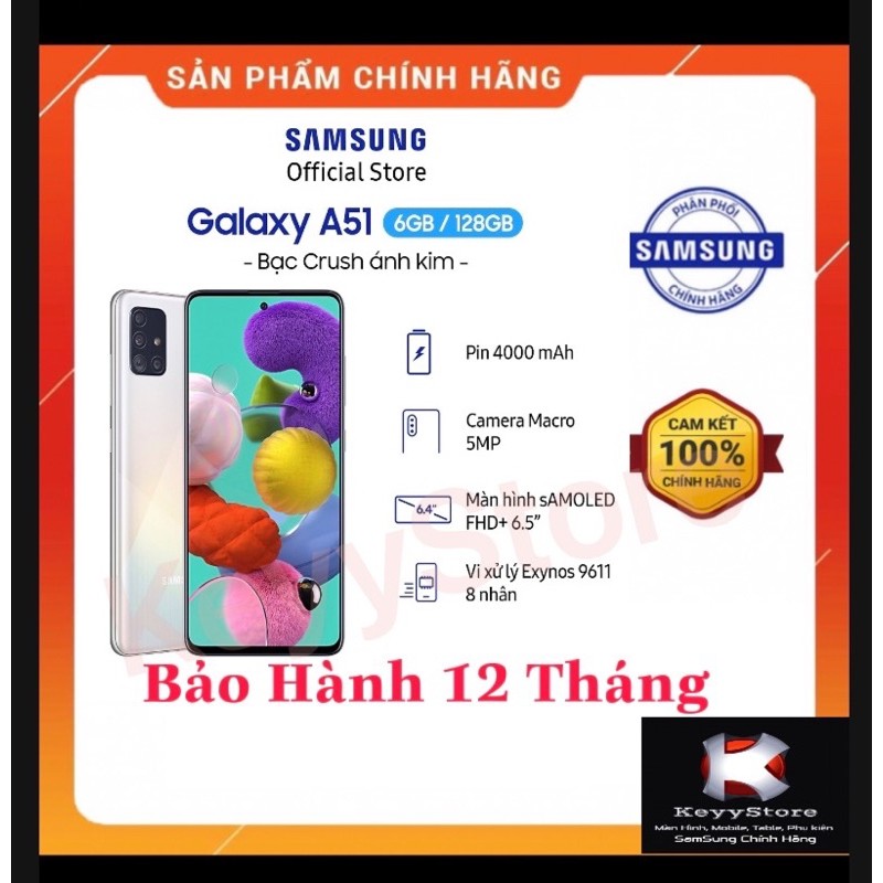 Điện thoại Samsung A51 Nguyên Chính hãng Việt Nam Bảo Hành 12 Tháng