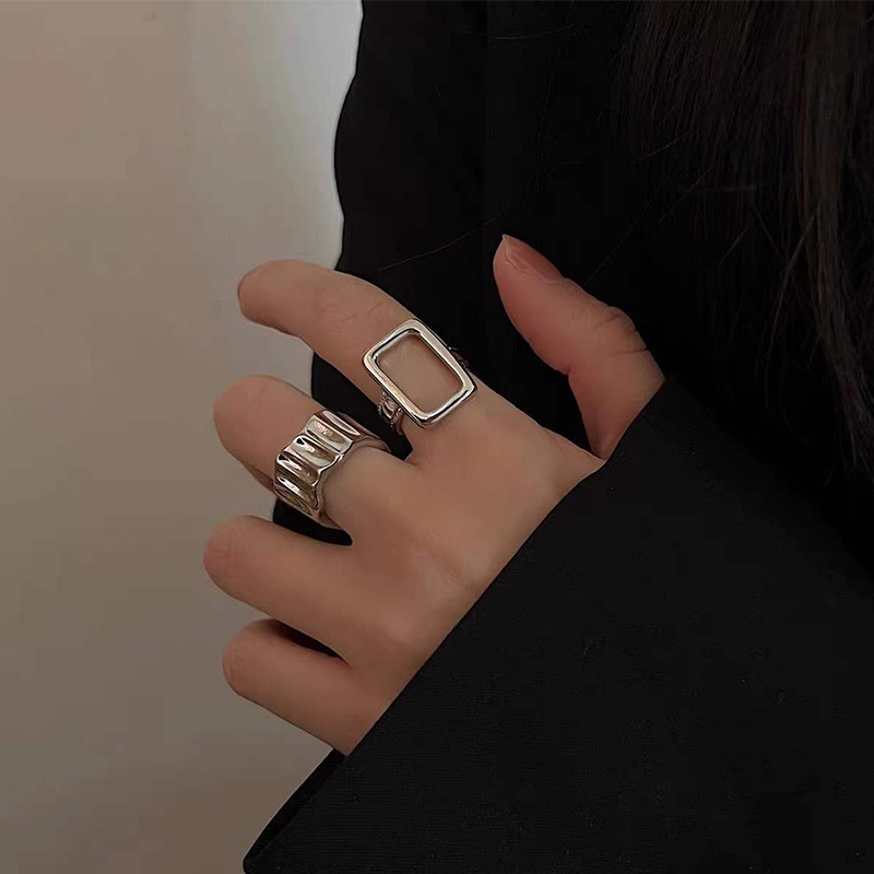 Set 2 Nhẫn Hở Họa Tiết Hình Học Độc Đáo