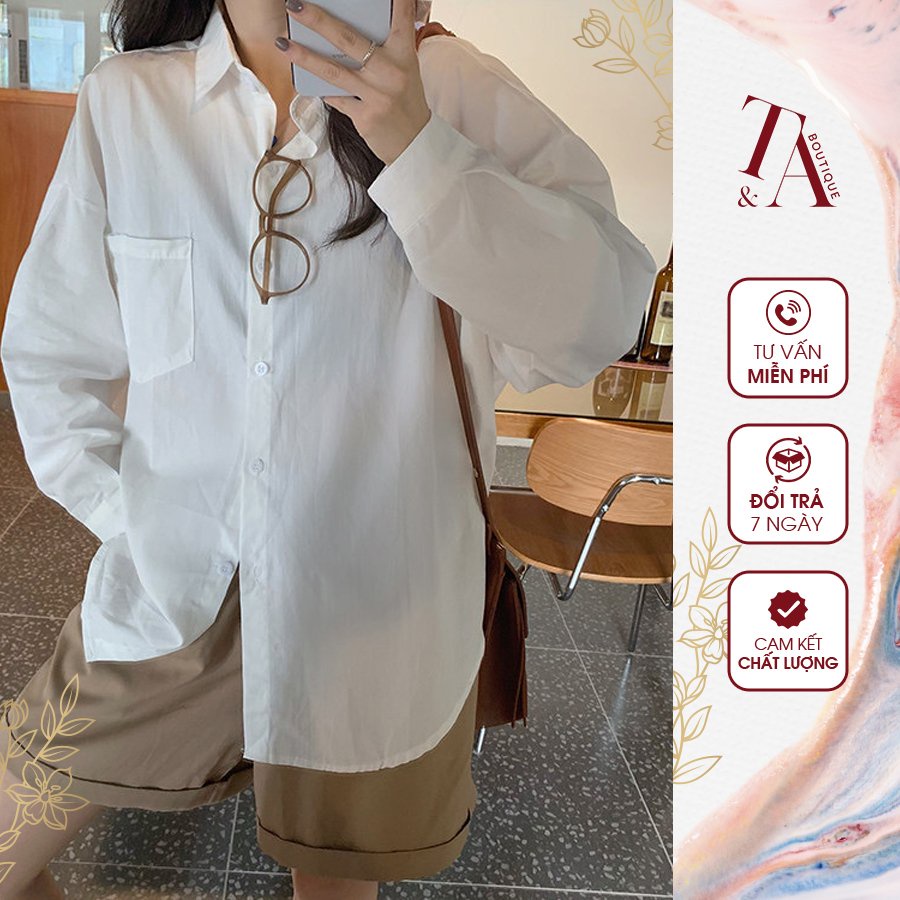 Áo Sơ Mi Nữ Trắng CHIDU Chất Liệu Vải Thô, Mềm Mịn, Thấm Hút Mồ Hôi - TA004-1