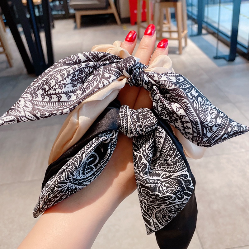 Dây Cột Tóc Cao Su Co Giãn Phối Ruy Băng Thời Trang Cho Nữ