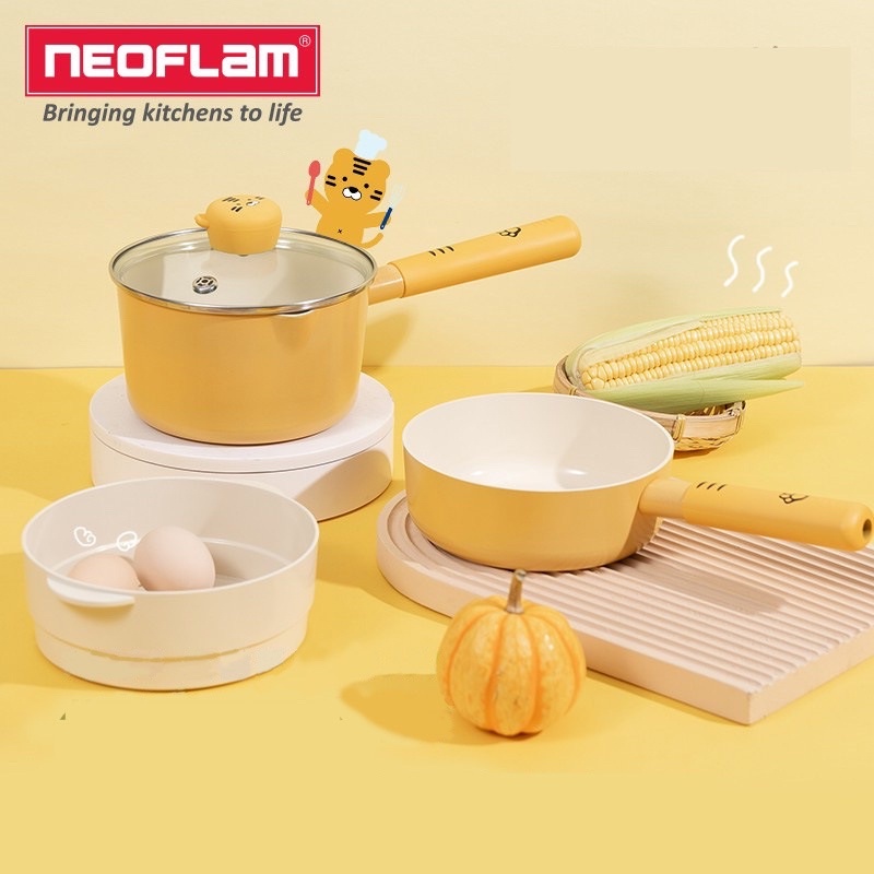 Nồi chống dính phủ men/gốm hình Tiger Hổ con thương hiệu Neoflam Hàn Quốc, nồi ăn dặm cho bé, chảo nấu ăn dặm
