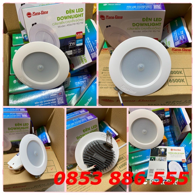 Đèn âm trần cảm biến 7W, 9W Rạng Đông, lỗ khoét 90mm, 110mm hàng chính hãng giá cực tốt!!!!!!!