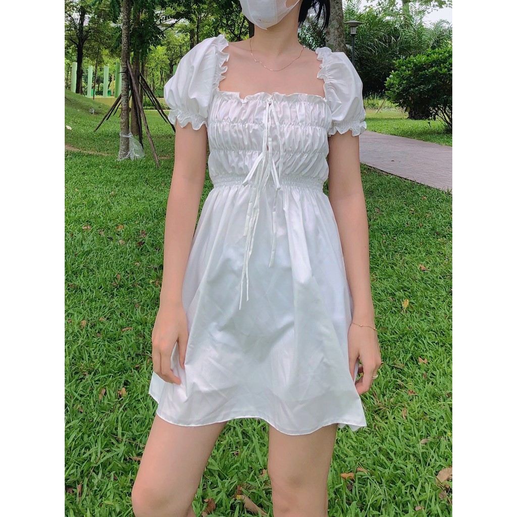 Đầm nữ xinh ❤️ FREESHIP  ❤️ / Váy dáng xòe chun ngực và tay bồng tiểu thư  - Kamyy Shop | BigBuy360 - bigbuy360.vn