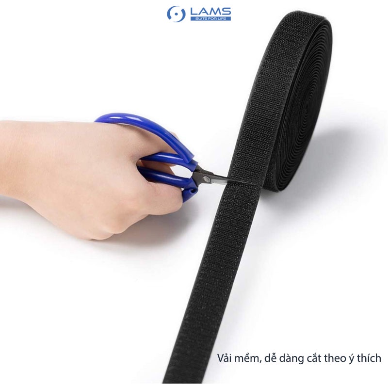 Miếng dán xé bản 2.5cm, băng dính gai velcro tape/ khóa nhám không keo  màu xám, đen, trắng