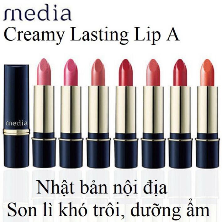 Combo Son lì dưỡng môi Kanebo Media Creamy Lasting Lip A nội địa nhật 3g