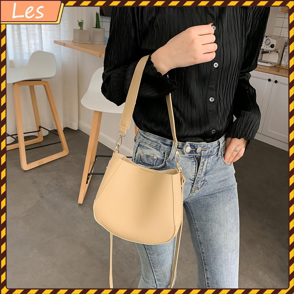 Túi Da Đeo Chéo Màu Trơn Thời Trang Cho Nữ