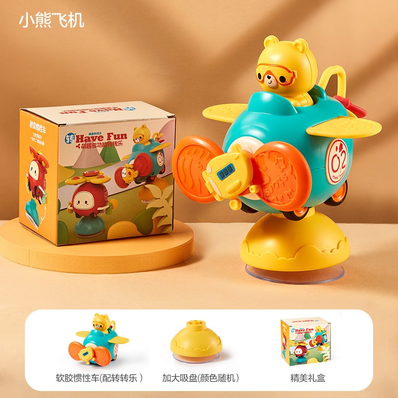 Đồ chơi con quay spiner dính bàn ăn có bánh xe chạy đà cho bé mẫu máy bay