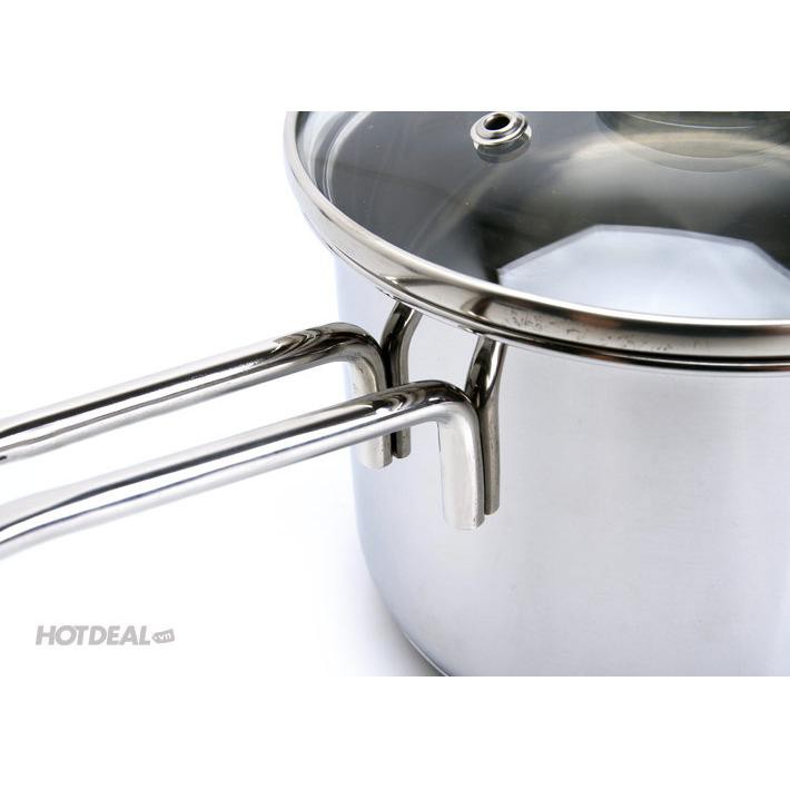 Quánh nấu bột cháo inox 430 bếp từ 3 đáy Fivestar Standard 12cm nắp kính.tặng 5 muỗng inox