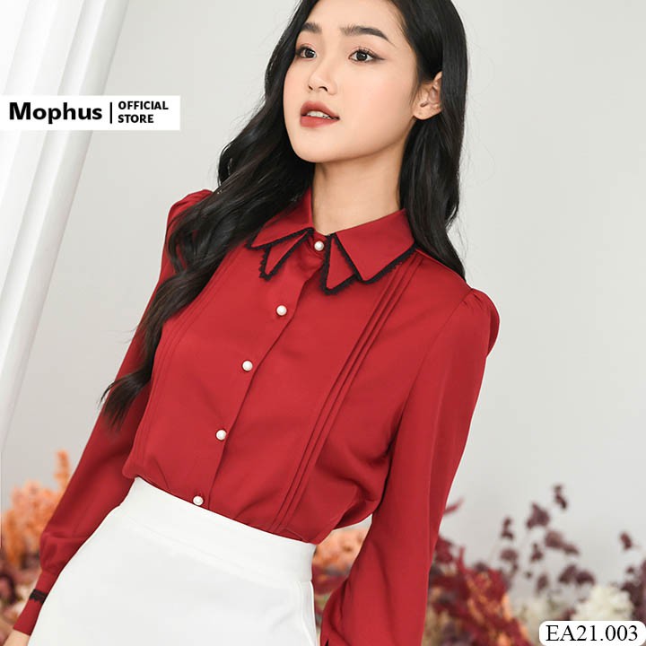 Áo sơ mi trắng nữ tay dài, áo sơ mi công sở cao cấp Mophus EA21003 | BigBuy360 - bigbuy360.vn