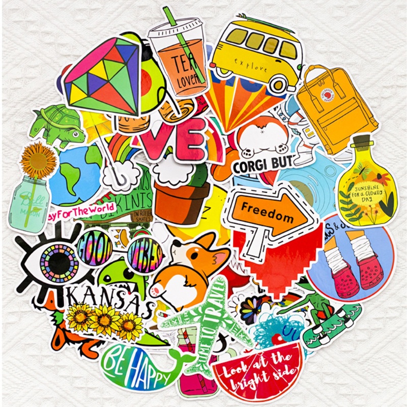 Bộ 50 Sticker Hoạt Hình Dán Trang Trí Laptop Ván Trượt