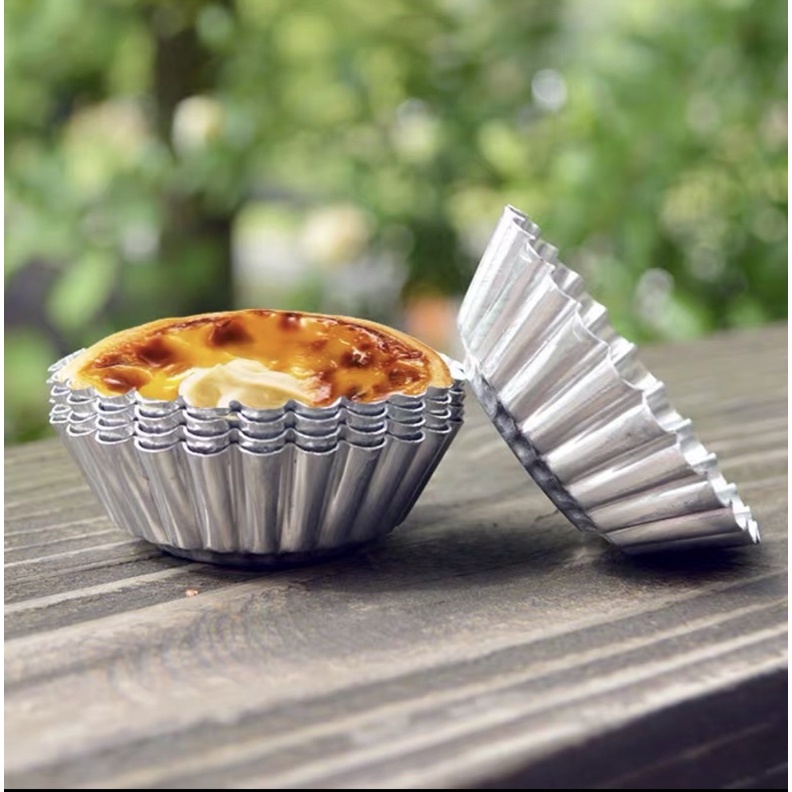 Khuôn đế tart trứng hình hoa bằng nhôm (10 cái) (loại dày)