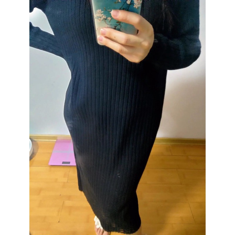 Váy len suông dáng dài cổ 3 phân hàng đẹp SALE