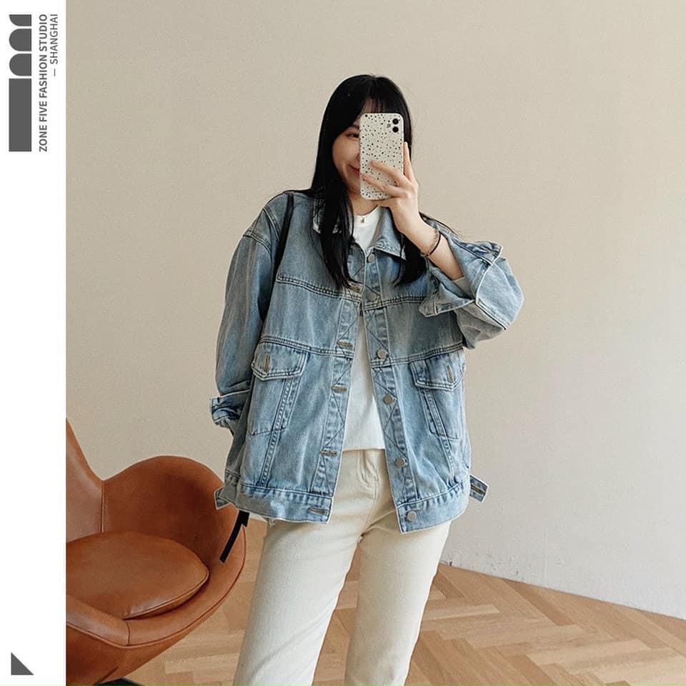 Áo Khoác Bò Khuy Cài Nữ ⚡ Casper.Store | FREESHIP | ⚡ Áo jean xanh dài tay thiết kế trẻ trung, cá tính