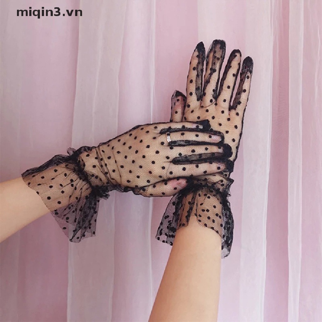 Bộ 3 đôi găng tay vải tuyn phối ren dáng ngắn co giãn thời trang mùa hè thu cho nữ | BigBuy360 - bigbuy360.vn