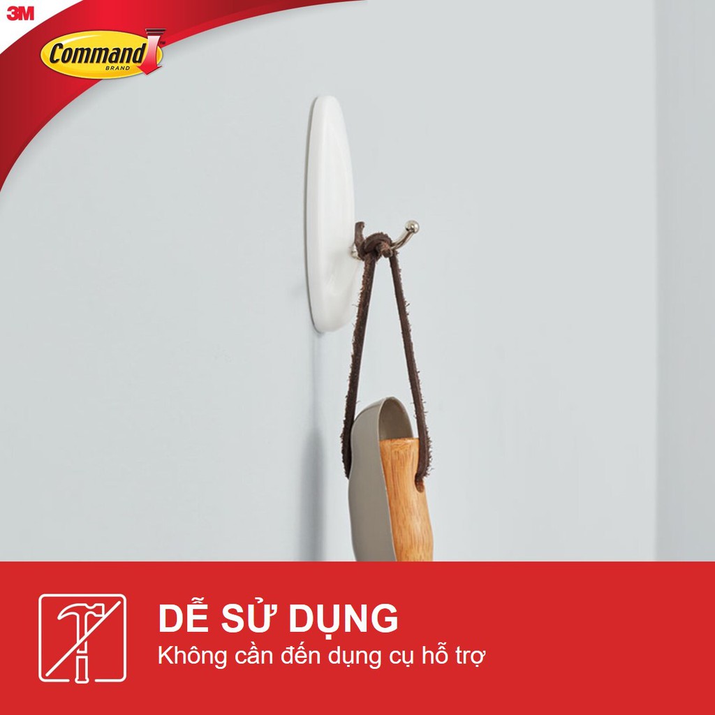 Móc dán tường đầu kim loại Command 3M vỉ 2 cái cỡ vừa chịu lực 1.3kg - 17068