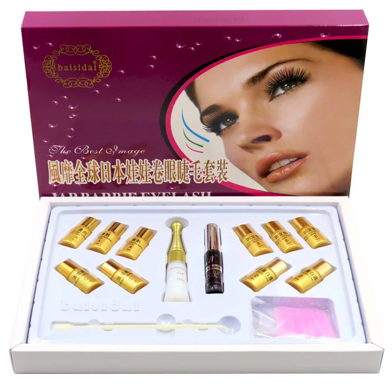 Bộ Thuốc Uốn Mi Phủ Đen Collagen 6D BAISIDAI , Thuốc Uôn Mi GOLD