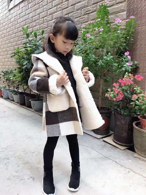 Áo dạ karo lót lông cho bé gái từ 14-42kg hàng nhập khẩu chực tiếp QCCC