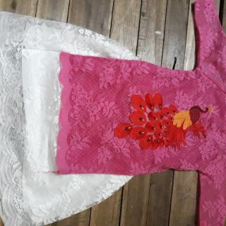 Combo áo dài cách tân công thêu cho bé