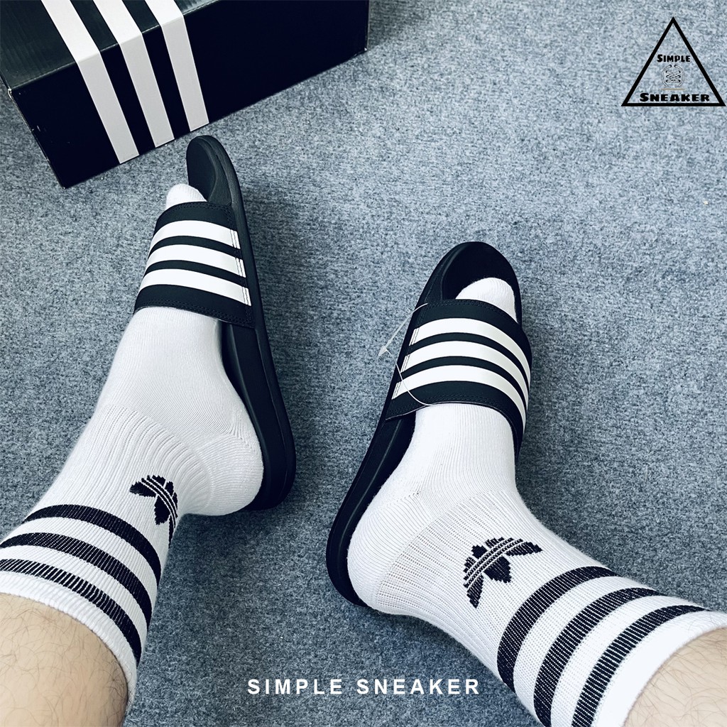 Dép Adidas Chính Hãng 🔴FREESHIP🔴Adidas Adilette Comfort Slides Black White Chính Hãng - Dép Thời Trang Đế Mềm AP9971