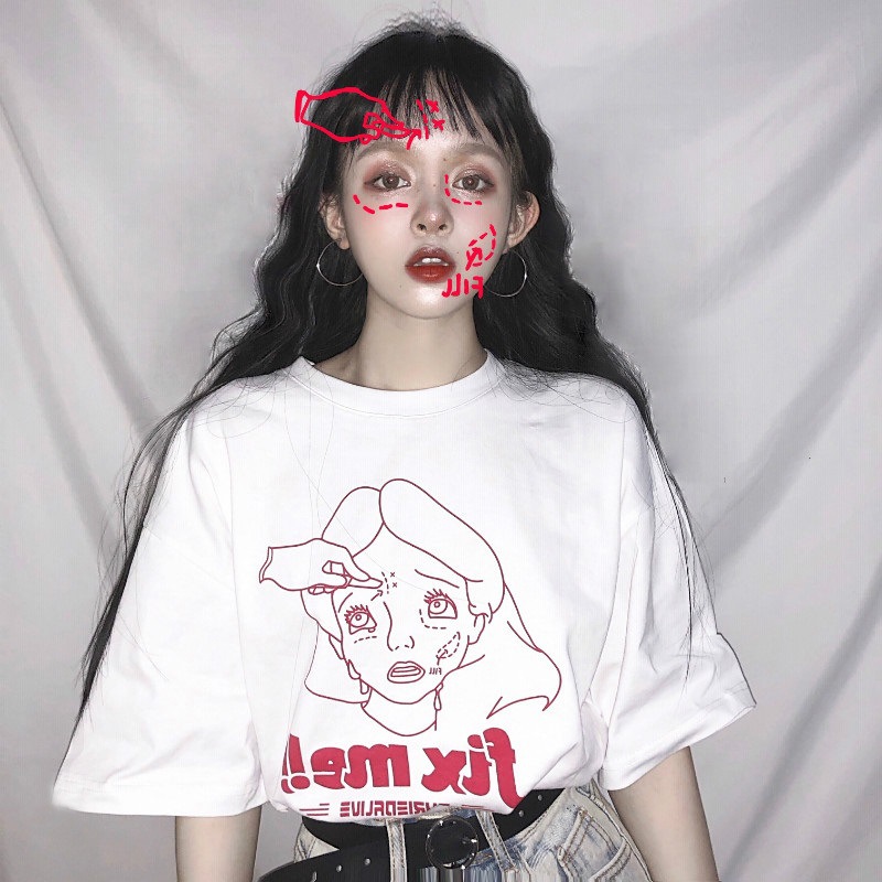 NRVP 2021 new summer Korean style loose plus size blouse mid-length short-sleeved t-shirt women tees