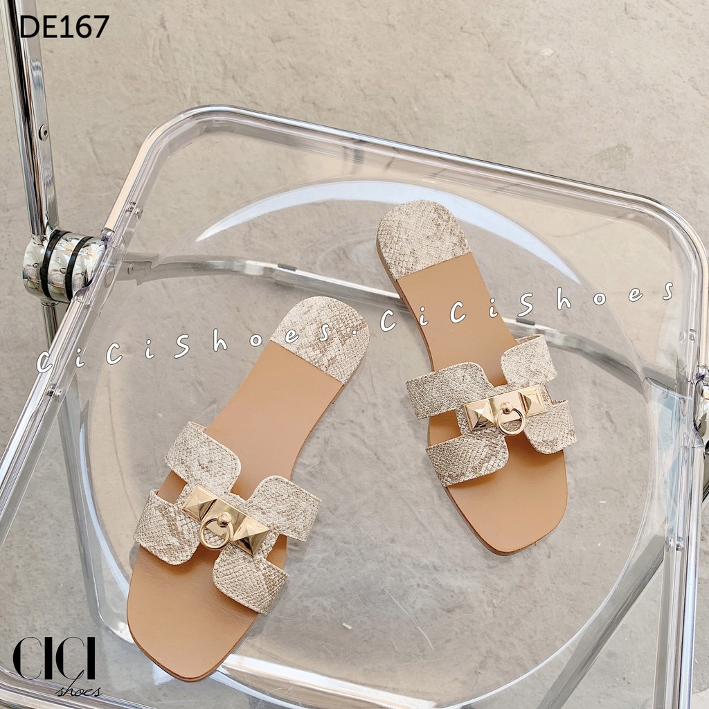 Dép bệt nữ CiCi Shoes, dép chữ H đinh sắt da sần - DE167