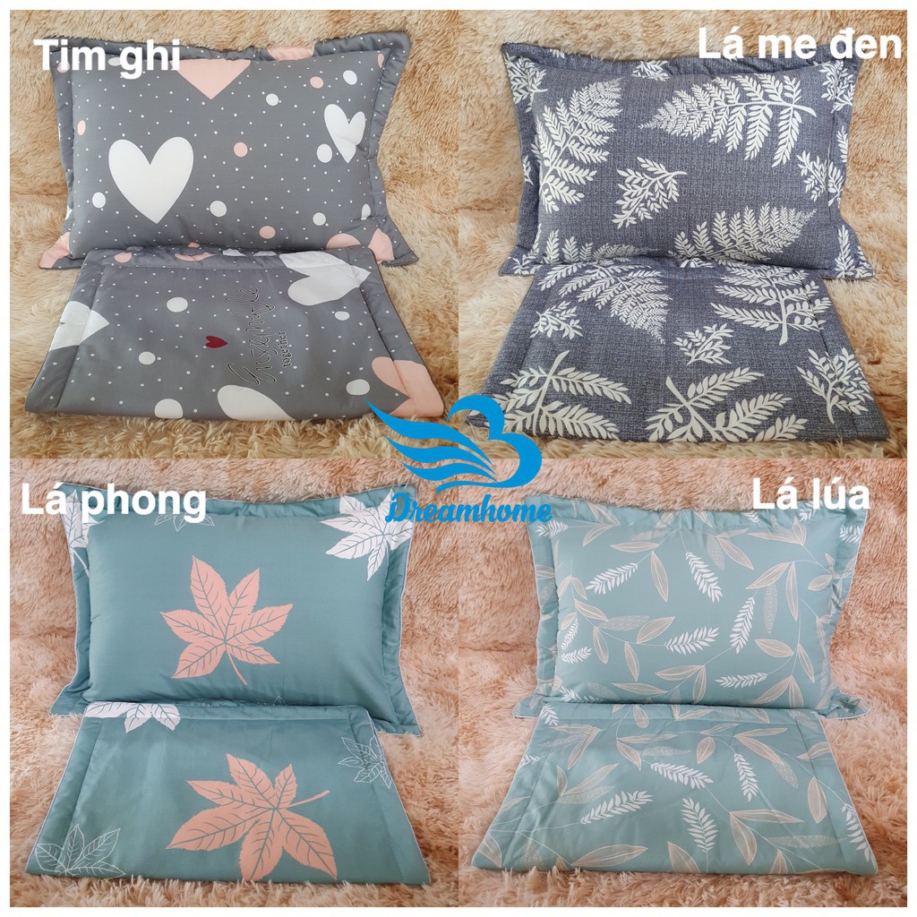 Vỏ Gối Cotton 100% Loại đẹp Lót bông, 45x65cm (1 đôi)