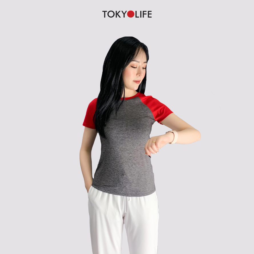 Áo Thun Nữ TOKYOLIFE cổ tròn phối màu I9TSH542I