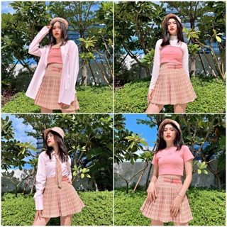 Chân váy xếp ly siêu xoè Candy Plaid by @natthy_style